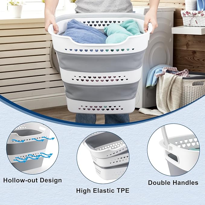 Collapsible Laundry Baskets Foldable Pop Up Laundry Hamper Plastic - Image 4