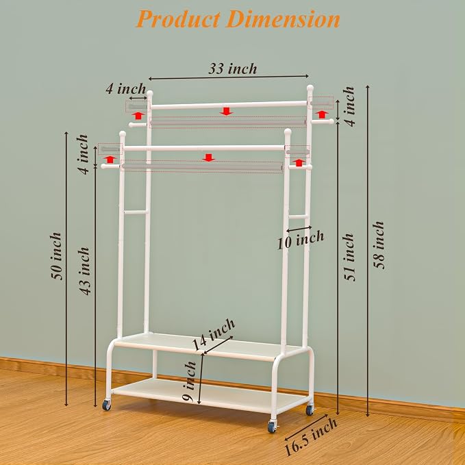 Adjustable Double Rods Kids Clothing Rack - Image 3