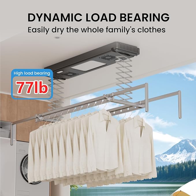 Ceiling Mounted Clothes Electric Ceiling Drying Rack 110V-120V, Ceiling - Image 4