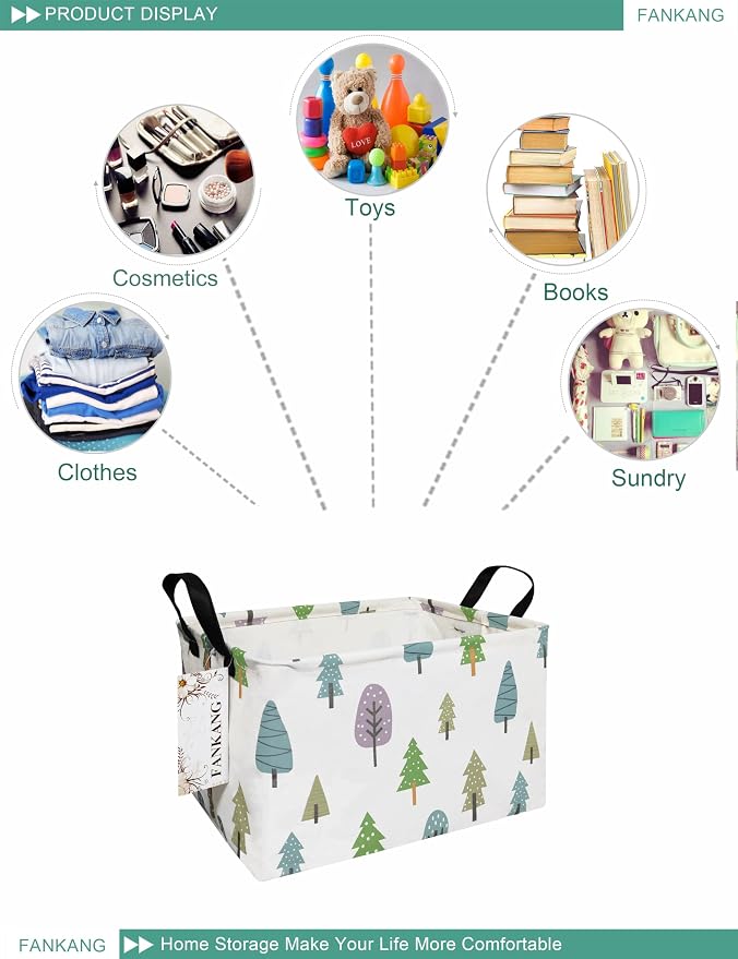 FANKANG Storage Bins, Nursery Hamper Canvas Laundry Basket Foldable - Image 3