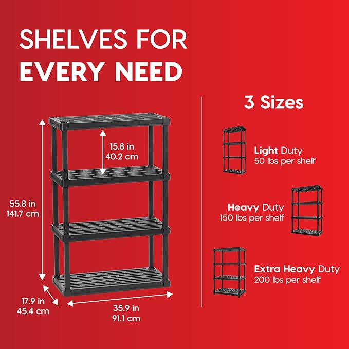 IRIS USA 4-Shelf Heavy Duty Plastic Storage Shelves, 600lb Capacity, Large - Image 2