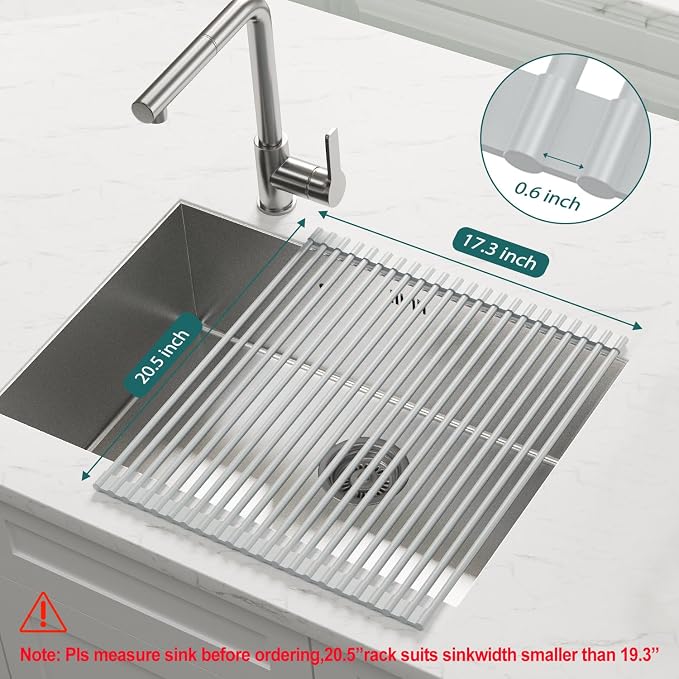 Roll Up Dish Drying Rack, Silicone Wrapped Over The Sink Multipurpose Foldable - Image 2