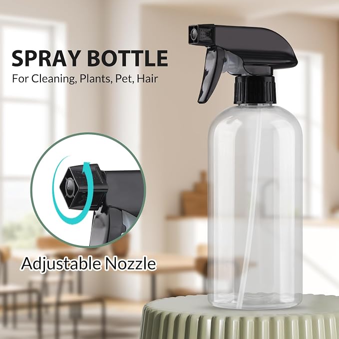 Bynccea Plastic Spray Bottles 2 Pack Clear Empty Spray Bottle 16oz 500ml Squirt - Image 4