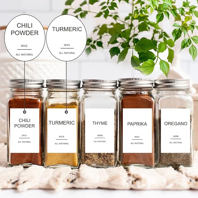 191 Spice Jar Labels Preprinted Minimalist Stickers - Image 2