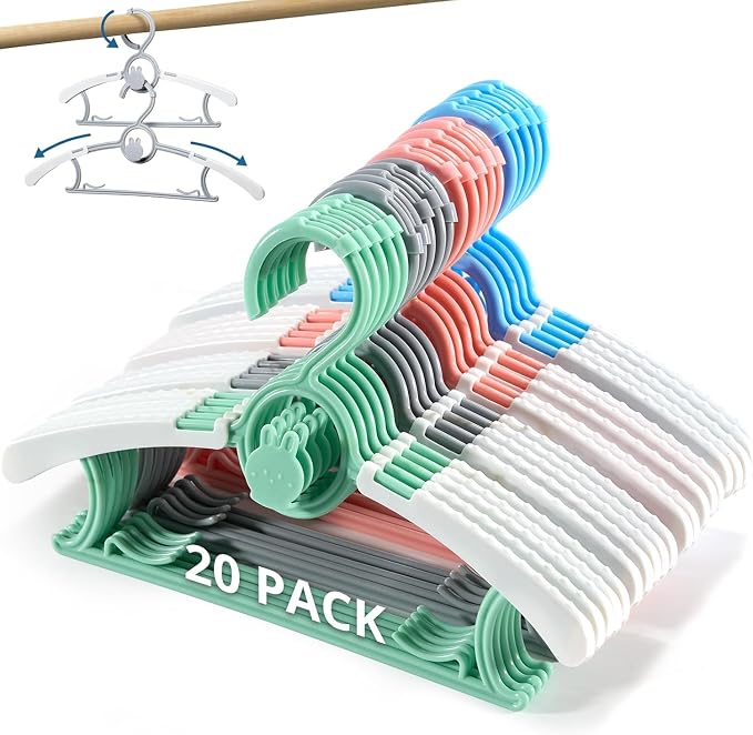 Baby Hangers for Closet Adjustable, Extendable & Stackable Kids Hangers by PIGLOG