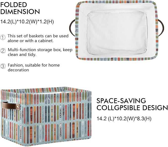 Pfrewn Storage Basket Bins Foldable Skis Snowboards Laundry Hamper Box Organizer - Image 3
