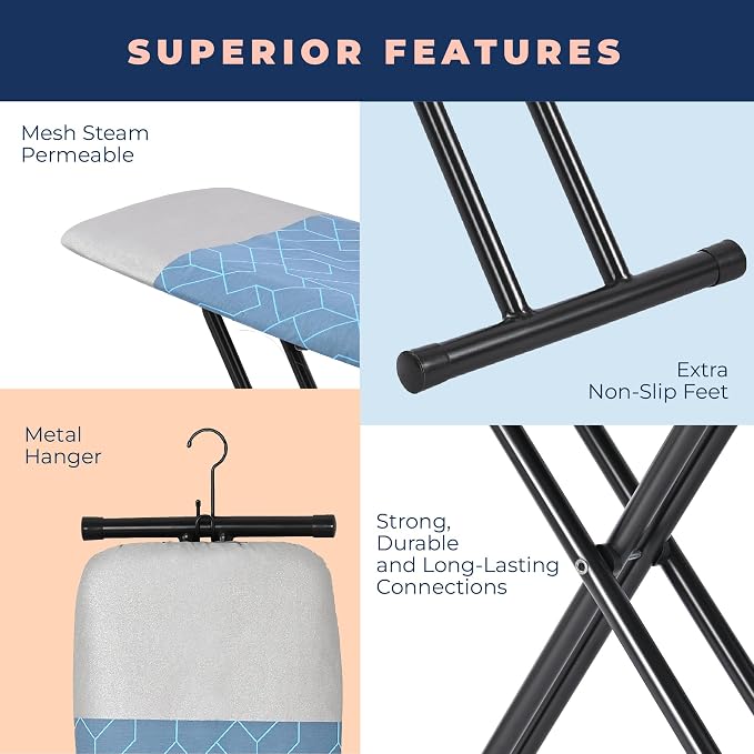Ironing Board, Compact and Space Saver Foldable Iron Board, Safety Ironing - Image 2