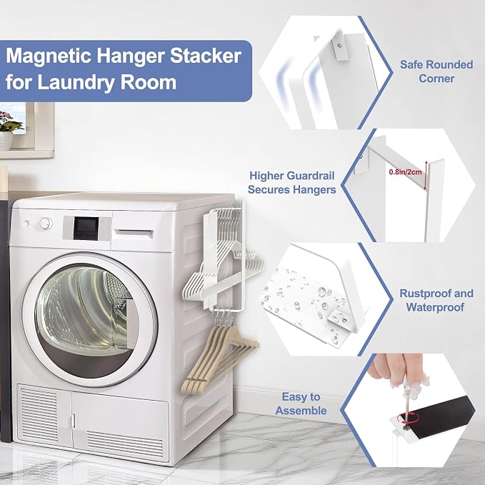 Magnetic Hanger Holder for Laundry Room, Space-Saving Hanger Organizer for - Image 5