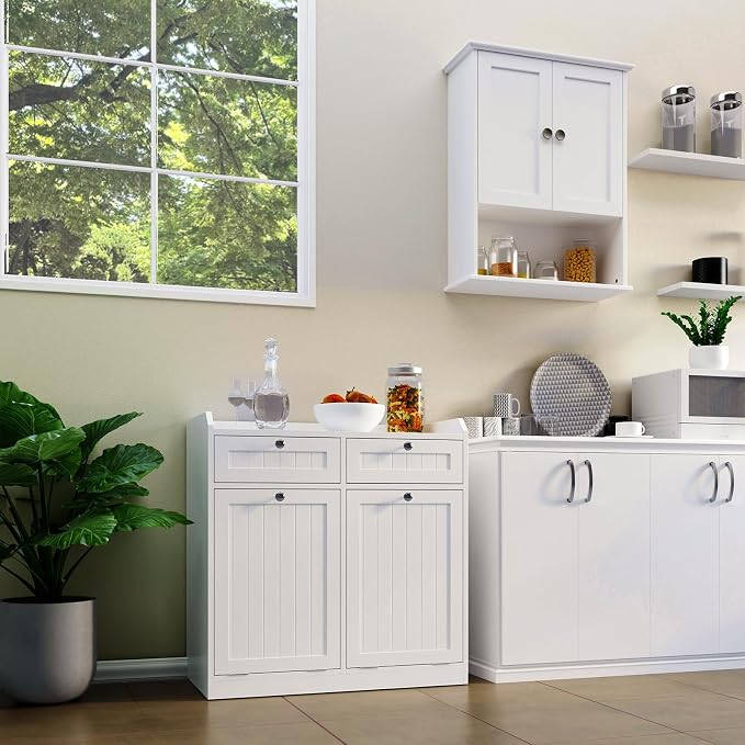 Double Tilt Out Trash Can Cabinet, Dog-Resistant, Fits 13.8"H Bins, Includes - Image 9