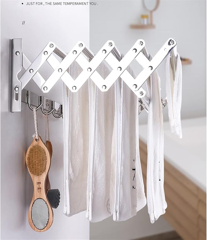 Foldable Wall Mounted Clothes Airer Hanger Towel Holder Household Easy Storage - Image 4