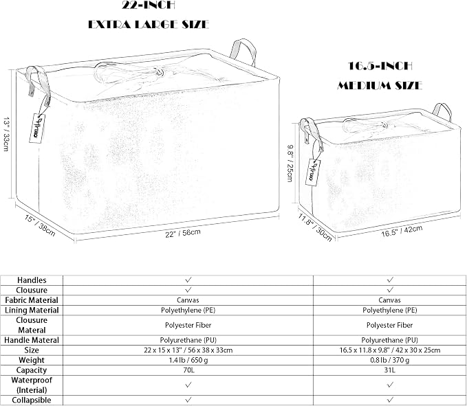 Hinwo 31L Large Storage Bins, Foldable Clothes Storage Baskets - Image 5