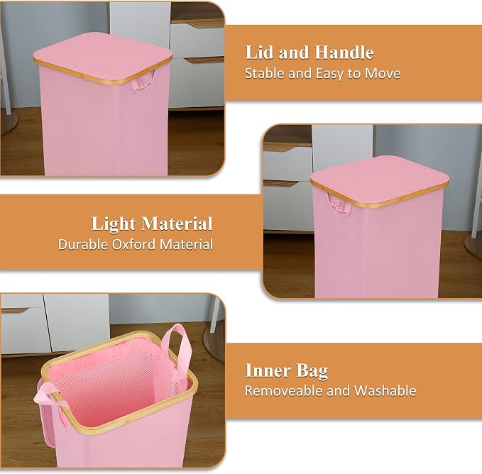 Laundry Hamper with Lid, 110L Large Laundry Basket with Handle and Lid - Image 5