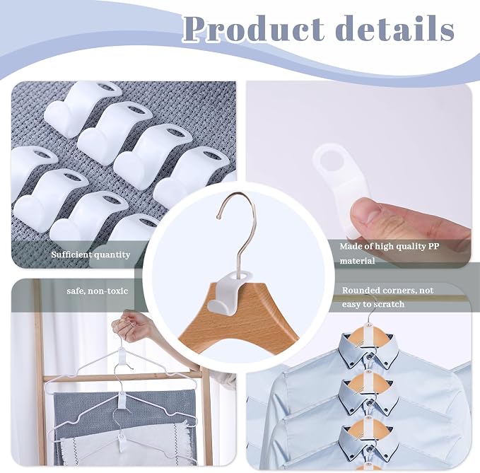 MCPINKY 50PCS Hanger Hooks, Hanger Connector Hooks Closet Space Savers - Image 4