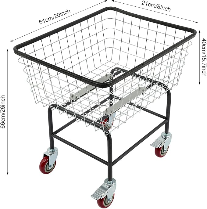 Wire Laundry Cart, Heavy Duty Steel Laundry Cart - Image 2