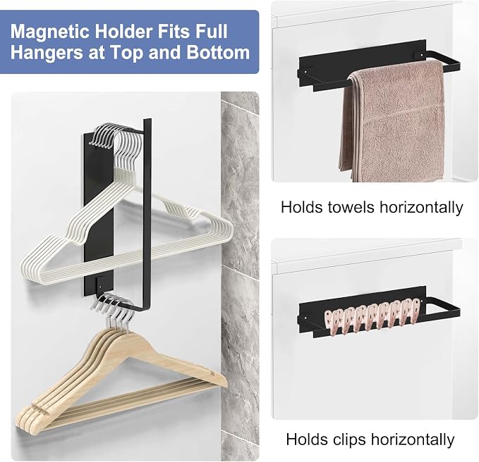 2 Pack Magnetic Hanger Holder for Laundry Room, Space-Saving Hanger Organizer - Image 6