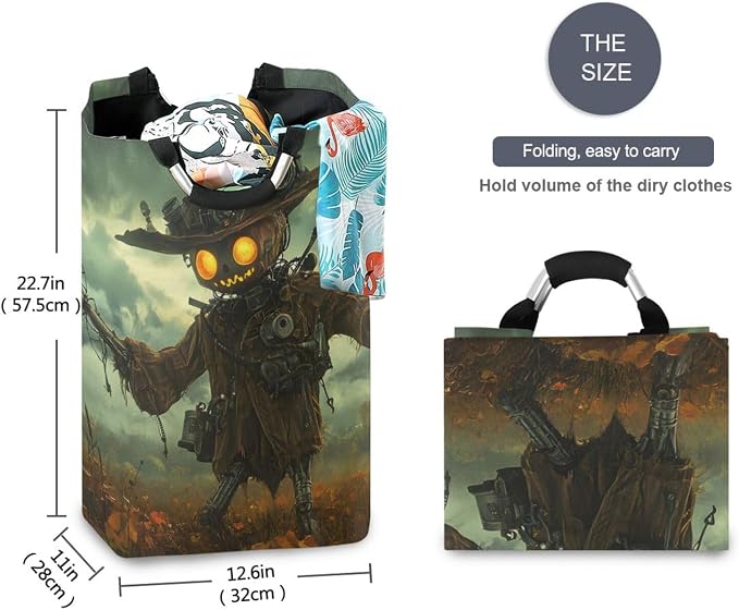 AIXIWAWA Steampunk Scarecrow Laundry Basket Hamper 1 Pack, Collapsible Clothes - Image 5