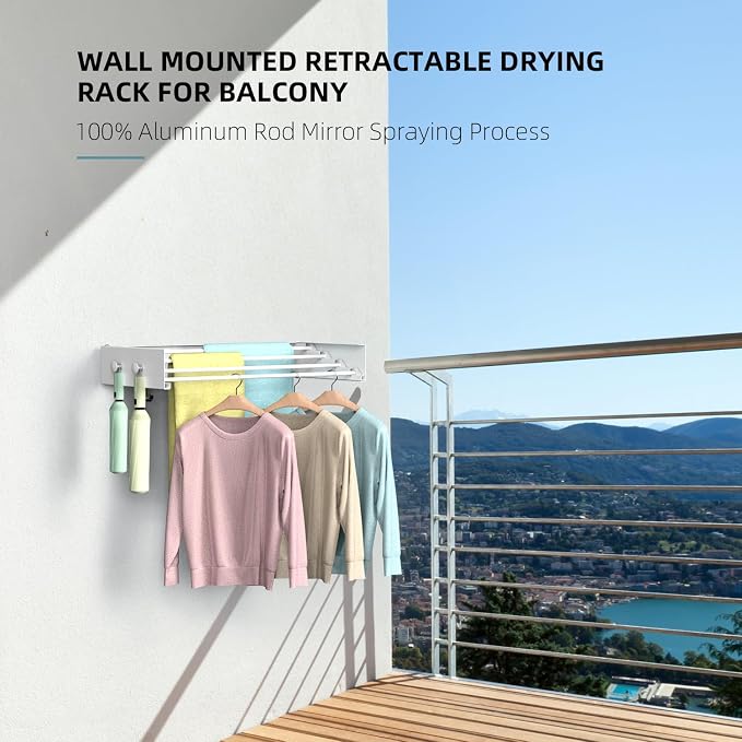 Drying Rack Clothing, Clothes Drying Rack Wall Mounted, Laundry Drying Rack - Image 6