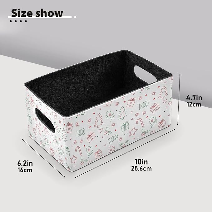 Emelivor Christmas Star Gloves Storage Basket Bins Set Felt Foldable Storage - Image 3