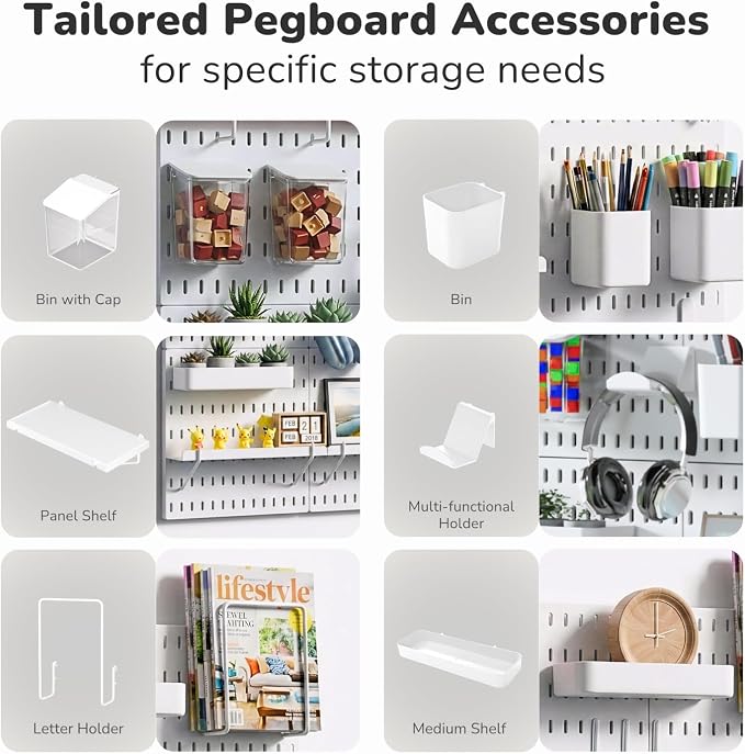 Keepo Peg Board Wall Organizer – Plastic Pegboard Panels, Modular Peg Board - Image 4