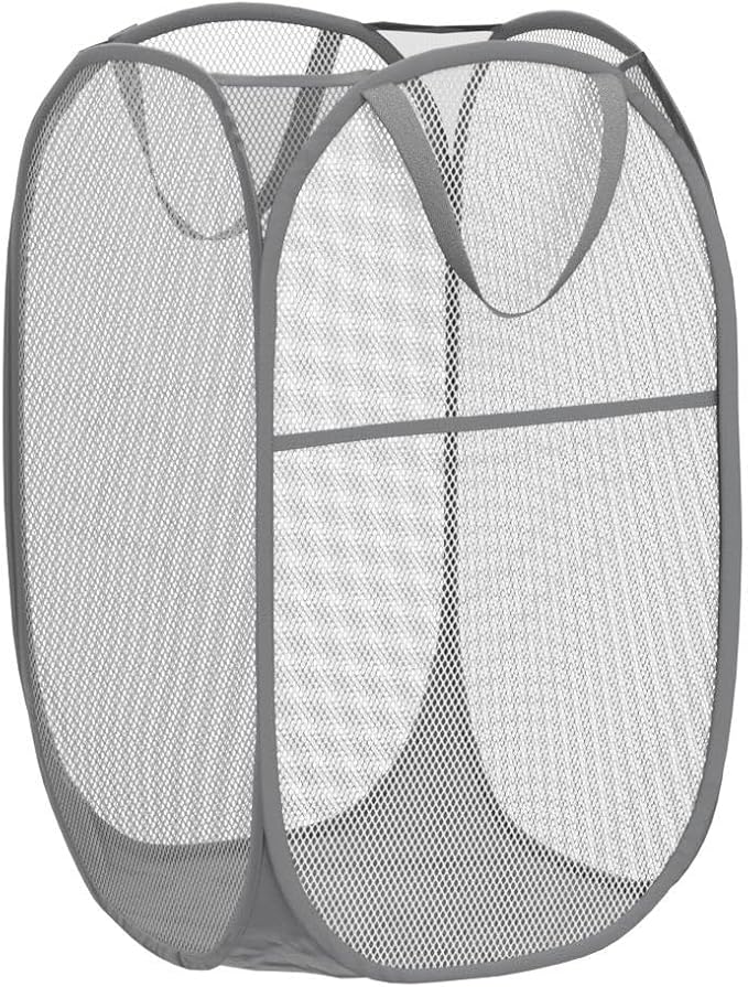 WD&CD 2PCS Laundry Baskets Foldable Pop Up Mesh Washing Laundry Basket Bag Bin - Image 4