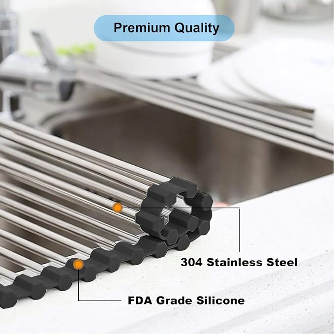Searik Roll up Dish Drying Rack, Over The Sink Rolling Dish Drainer Rack - Image 3