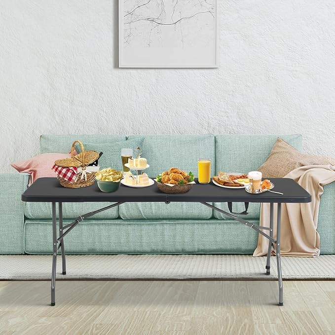 HKLGorg Folding Table, Heavy Duty Plastic Folding Utility Table Indoor Outdoor - Image 2