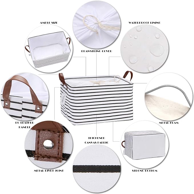 Hinwo 2-Pack Large Canvas Fabric Storage Baskets - Image 4
