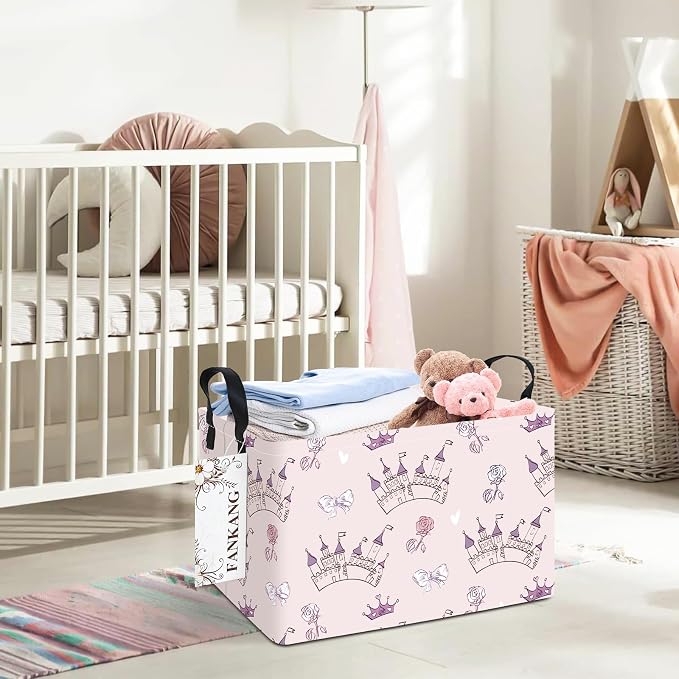 FANKANG Storage Bins, Nursery Hamper Canvas Laundry Basket Foldable - Image 5