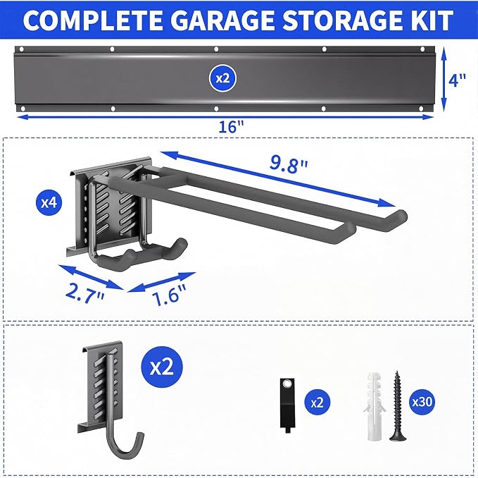 Tool Organizer Wall Mount, 32inch Heavy Duty Garden Tool organizer Storage - Image 7