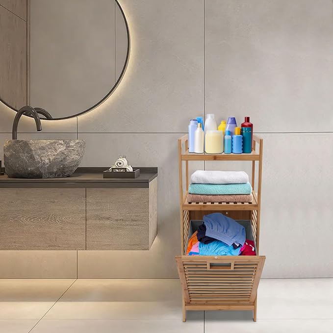 Freestanding Hamper Laundry Hamper Cabinet Hidden Laundry Hampers Flip Cabinet - Image 4