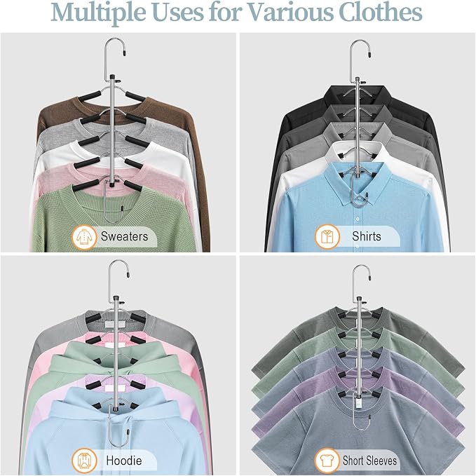Clothes Hangers Space Saving Shirt Organizer, Non Slip Multi Shirt Hangers - Image 5