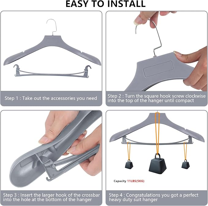 DEDU Plastic Extra Wide Shoulder Suit Hangers - Image 7