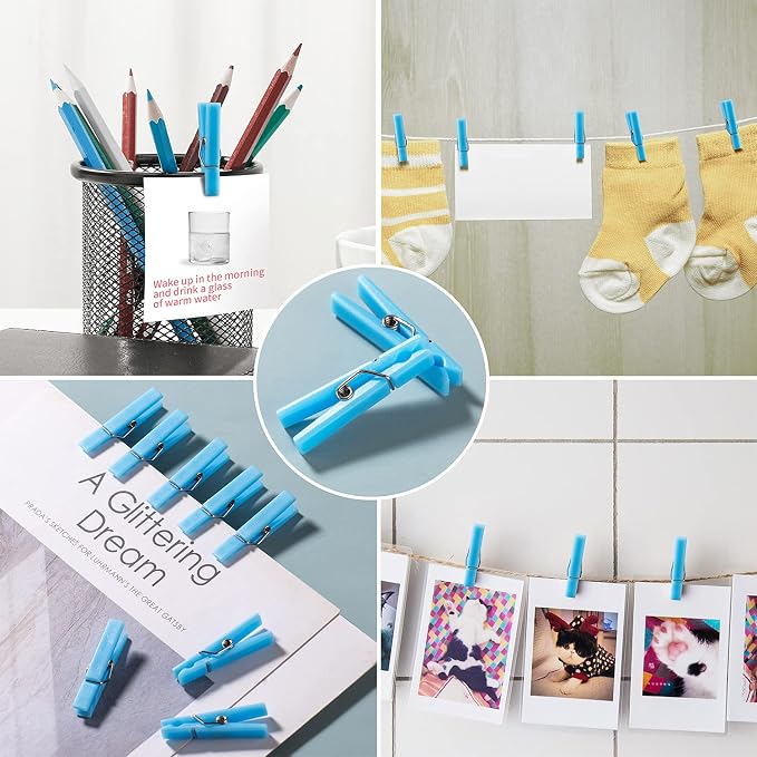 50 Blue Clothes Pins for Baby Shower Game, 1.4'' Premium Plastic Mini - Image 4