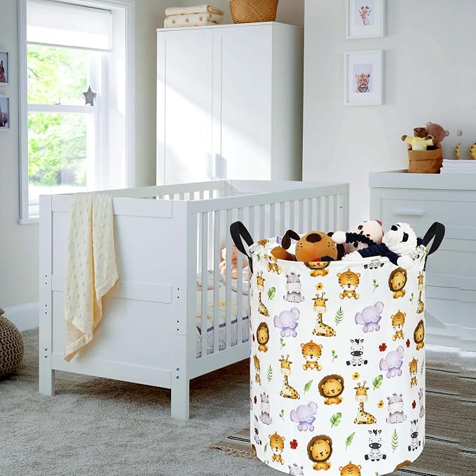 KUNRO Round Tiger Animals Laundry Gift Basket Storage Hamper, Clothes Storage - Image 4