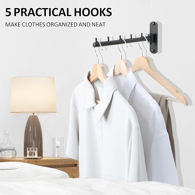 Swing Clothes Hanger Rack, Garment Racks Folding Clothes Bar Wall Mounted - Image 4