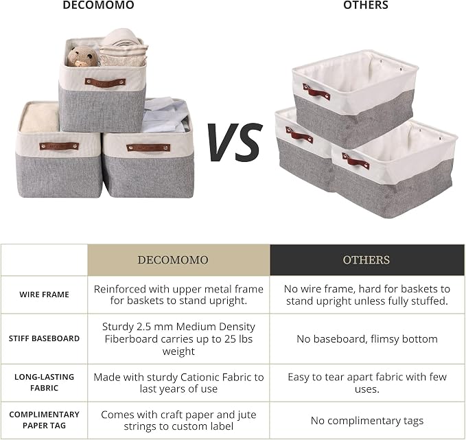 DECOMOMO Fabric Storage Baskets, Linen Closet Organizer Bins - Image 8