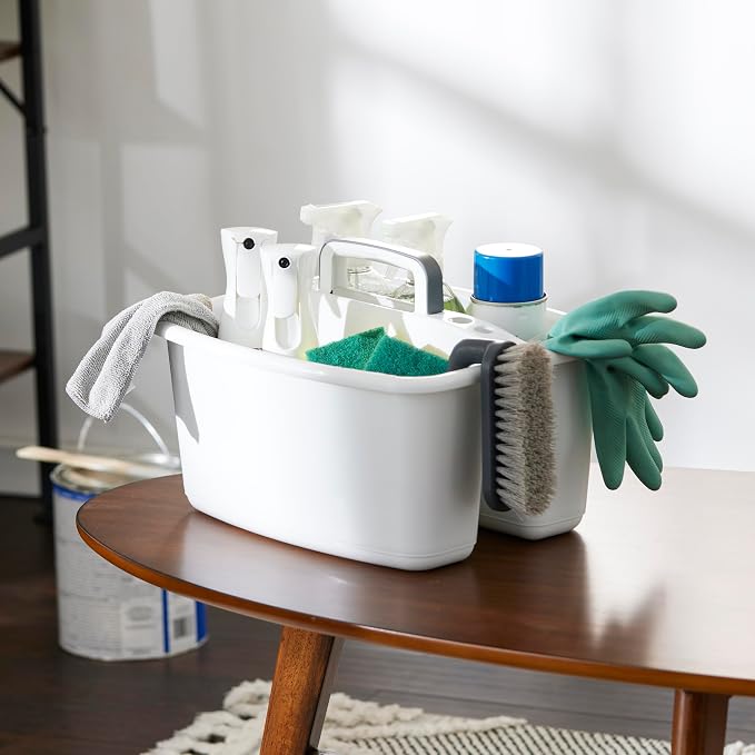 Gracious Living Storage Caddy, 2-Compartment Portable Plastic Tote - Image 4