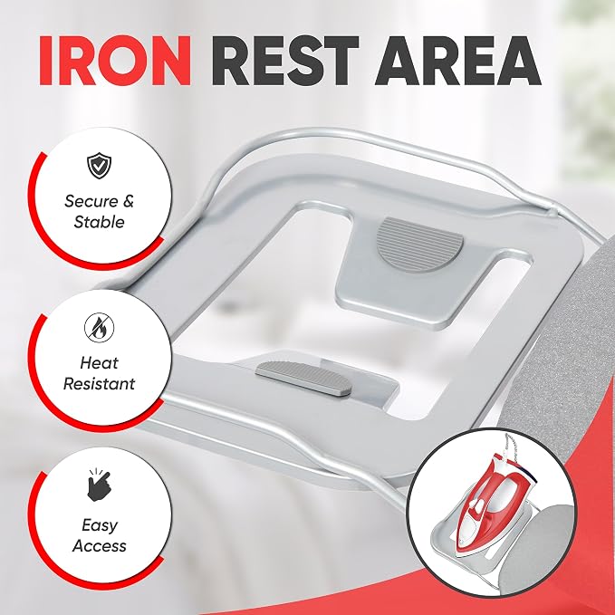 Ironing Board Full Size 54" L x 13" W, Foldable & Adjustable Height Iron Board - Image 5