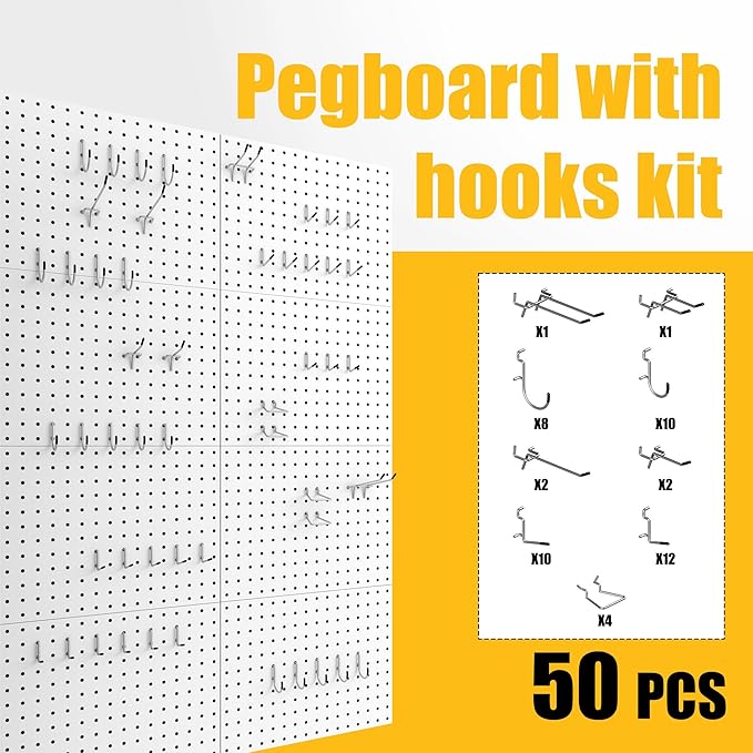 Peg Board, 8 Pack Metal Pegboard Panels - Image 7