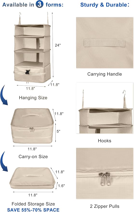 ELEZAY Hanging Packing Cubes Portable Travel Closet Collapsible Compression - Image 3