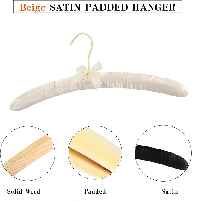 5Pcs 17 Inch Black Satin Padded Hangers - Image 3