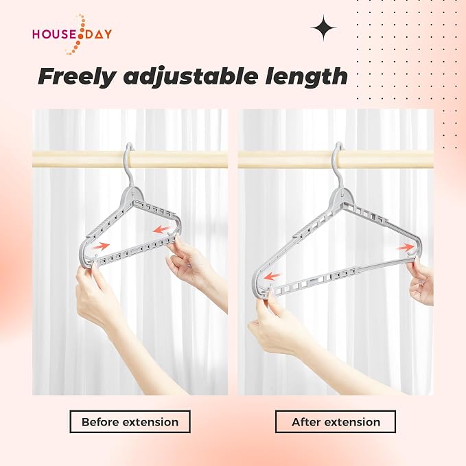HOUSE DAY Extra Large Adjustable Hangers 4 Pack, Heavy Duty Clothes Hangers - Image 4
