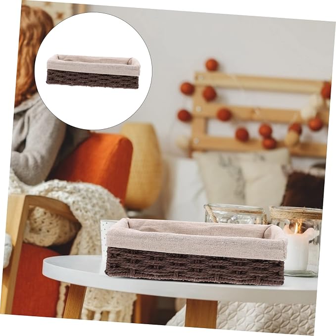 1pc Hand-woven Storage Boxes Desktop Glove Box Compartmentalized Organizer - Image 2