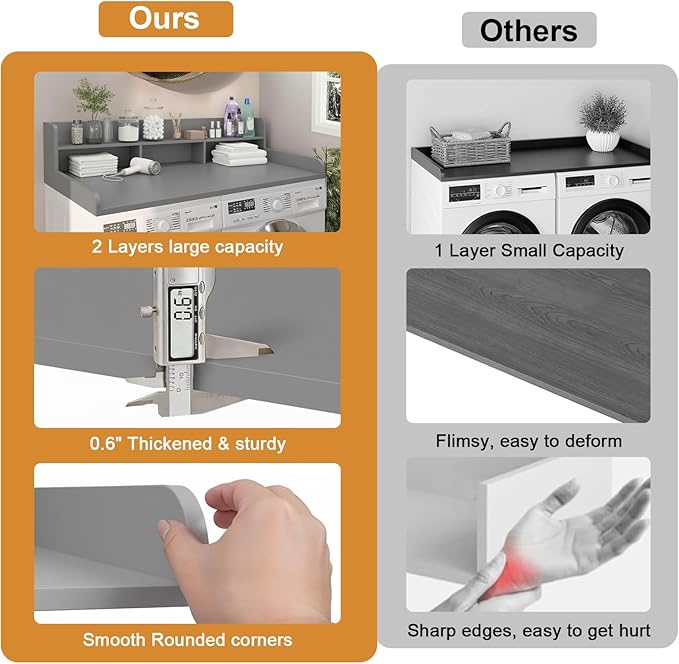 Washer Dryer Countertop with Shelf, 2-Tier Laundry Countertop Over Washer and - Image 5