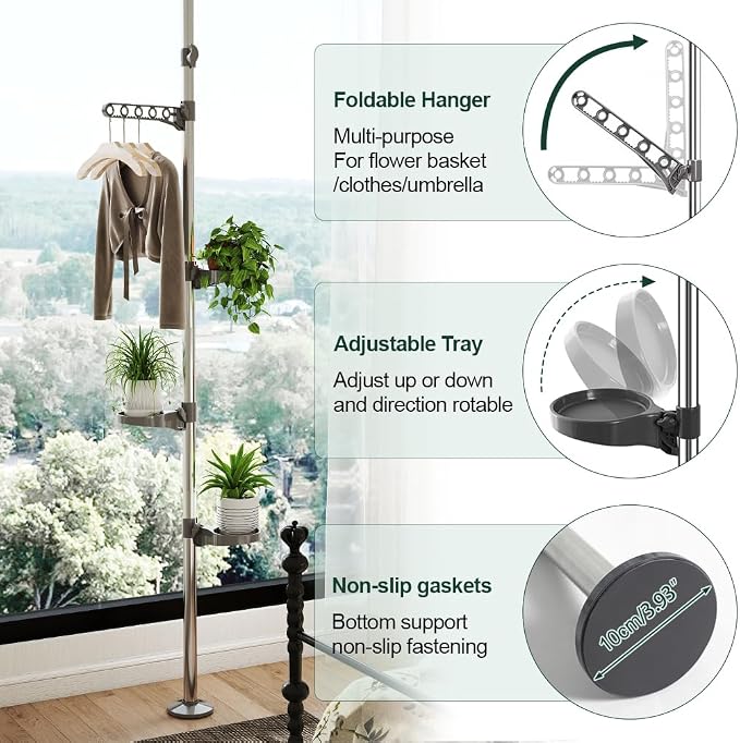 Hershii 5-Layer Indoor Plant Stand Pole Spring Tension Rod Corner Flower - Image 7