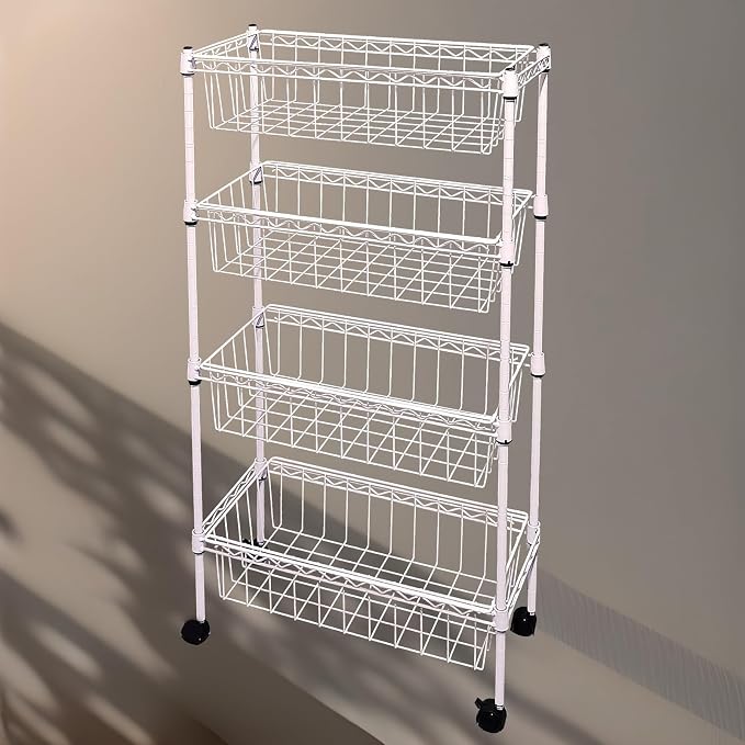 NSF white 4-layer storage rack, kitchen basket rack, vegetable tableware sorting - Image 5