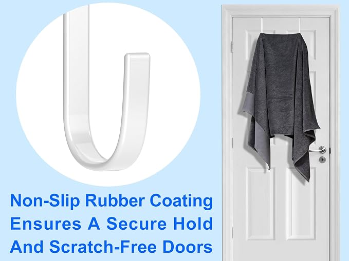Over The Door Metal Hooks with Plastic Coating 5.5" Fit 0.5" to 1 3/8" Door 10 - Image 5
