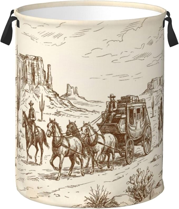 Western Desert Cowboy Laundry Hamper Bag by Unknown