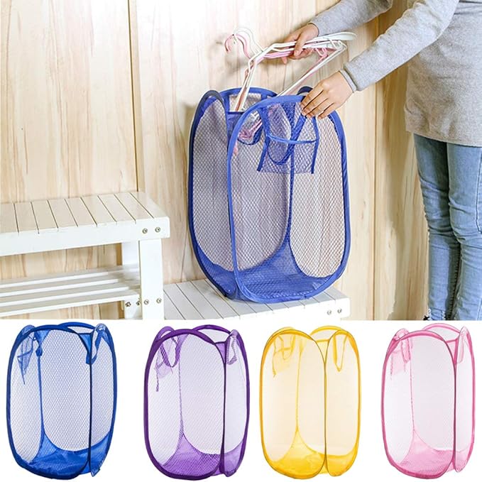 Qtopun Mesh Popup Laundry Hamper, 4 Pack Foldable Portable Dirty Clothes Basket - Image 6