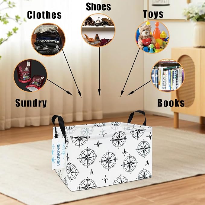 LANGYASHAN Rectangular Storage Bin Collapse Canvas Fabric Cartoon Storage Basket - Image 4